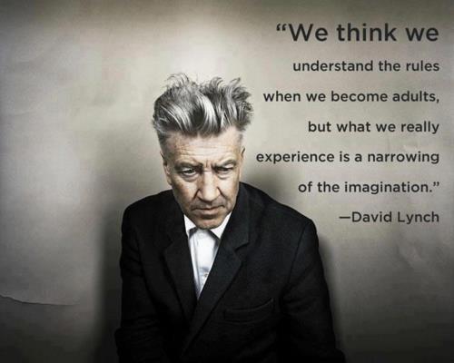 we think we understand the rules when we become adults, but what we are experiencing is a norrowing of the imagination - david lynch