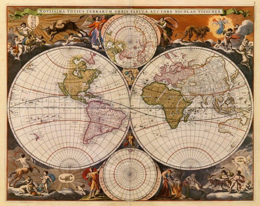 Mapa del mundo nuevo, del siglo 17